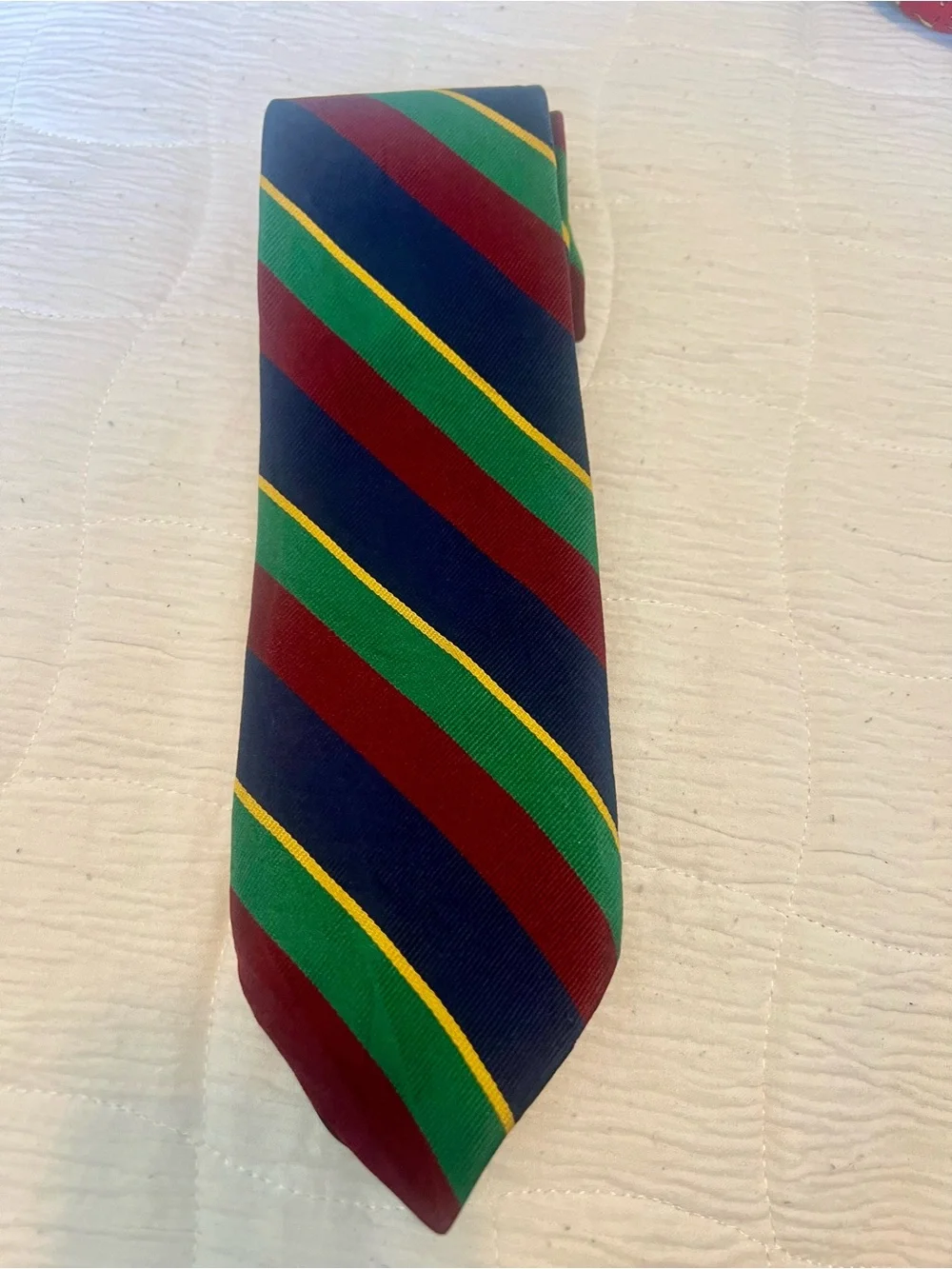 Vintage Lauren Ralph LaurenStriped Men's Tie in Navy, Green, Burgundy and Yellow